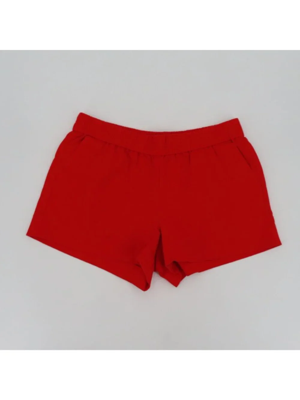 J Crew Women 6 Red Orange Pull On Shorts Pockets All Cotton Stretch Waistband
